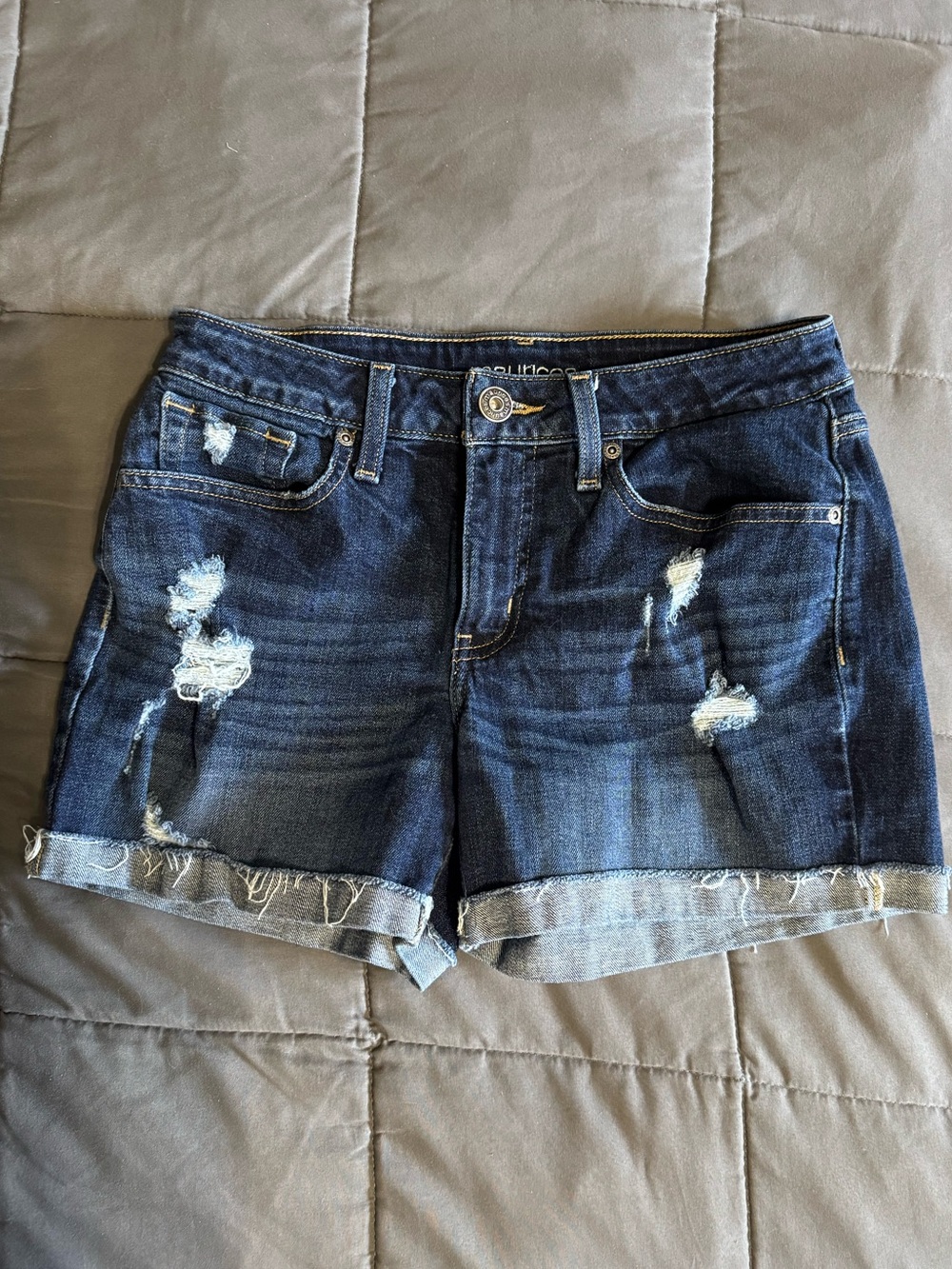 Maurice’s Dark Blue Distressed Denim Shorts